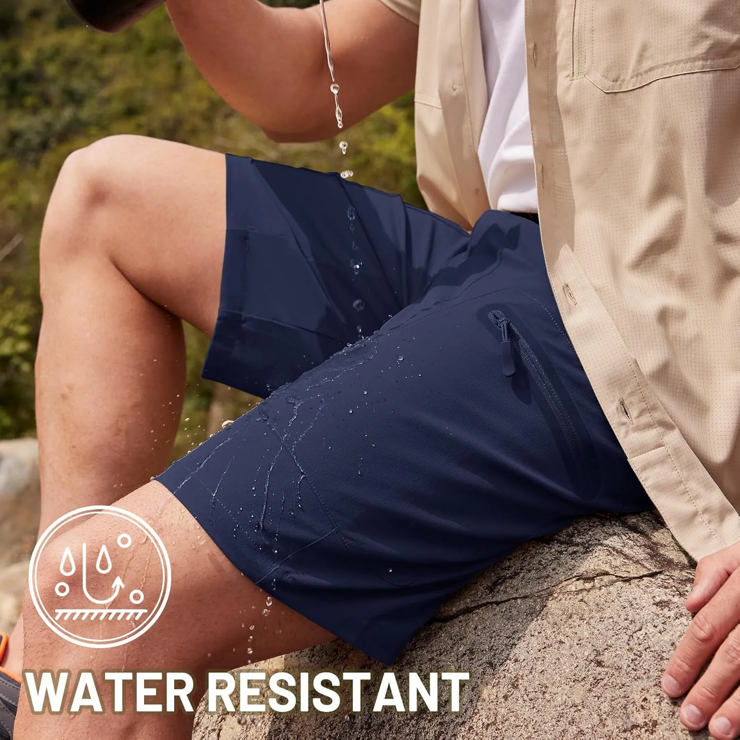 TACVASEN Men's Hiking Cargo Shorts 10" Quick Dry Lightweight Casual Summer Outdoor Golf Shorts with 5 Zipper Pockets