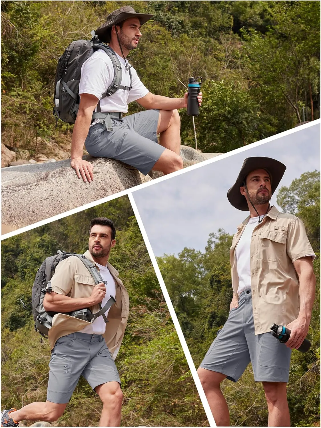 TACVASEN Men's Hiking Cargo Shorts 10" Quick Dry Lightweight Casual Summer Outdoor Golf Shorts with 5 Zipper Pockets