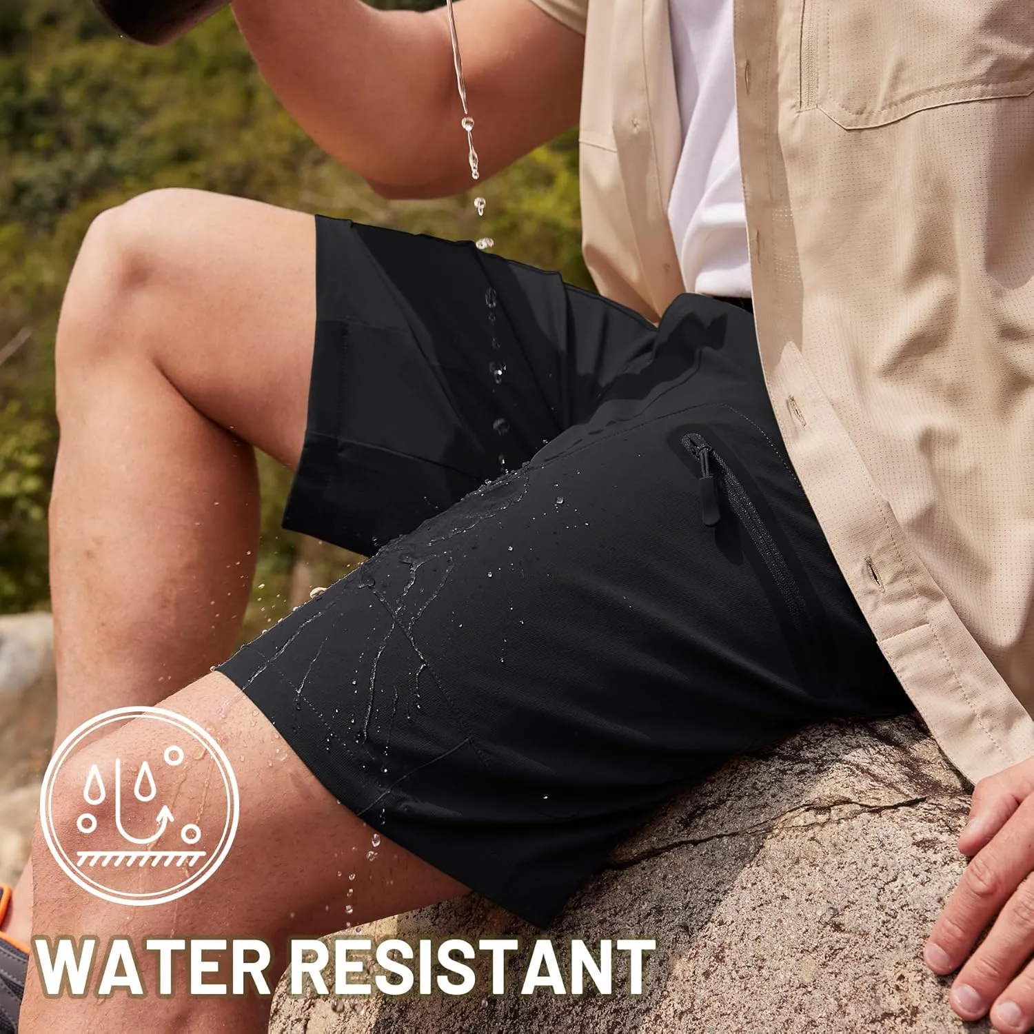 TACVASEN Men's Hiking Cargo Shorts 10" Quick Dry Lightweight Casual Summer Outdoor Golf Shorts with 5 Zipper Pockets