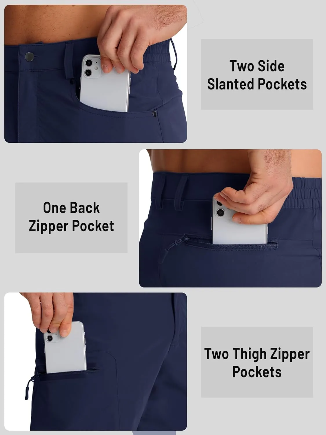 TACVASEN Men's Hiking Cargo Shorts 10" Quick Dry Lightweight Casual Summer Outdoor Golf Shorts with 5 Zipper Pockets