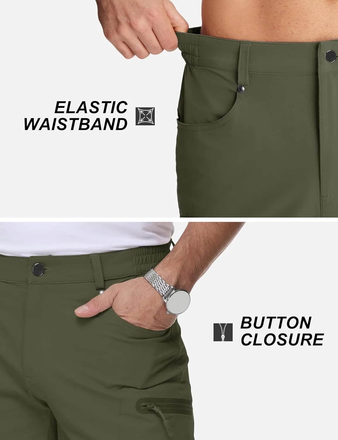 TACVASEN Men's Hiking Cargo Shorts 10" Quick Dry Lightweight Casual Summer Outdoor Golf Shorts with 5 Zipper Pockets