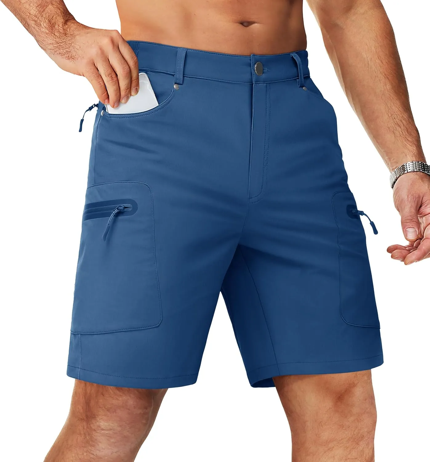 TACVASEN Men's Hiking Cargo Shorts 10" Quick Dry Lightweight Casual Summer Outdoor Golf Shorts with 5 Zipper Pockets