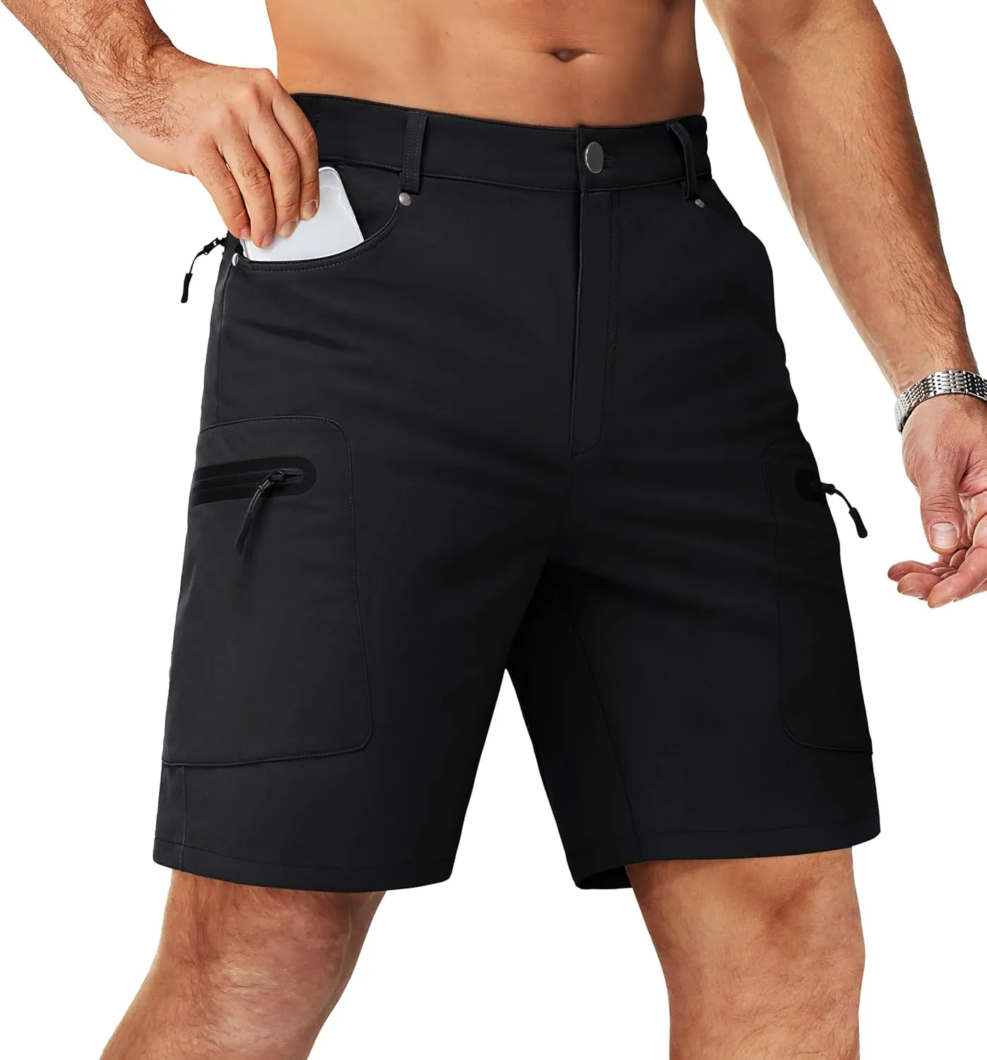 TACVASEN Men's Hiking Cargo Shorts 10" Quick Dry Lightweight Casual Summer Outdoor Golf Shorts with 5 Zipper Pockets