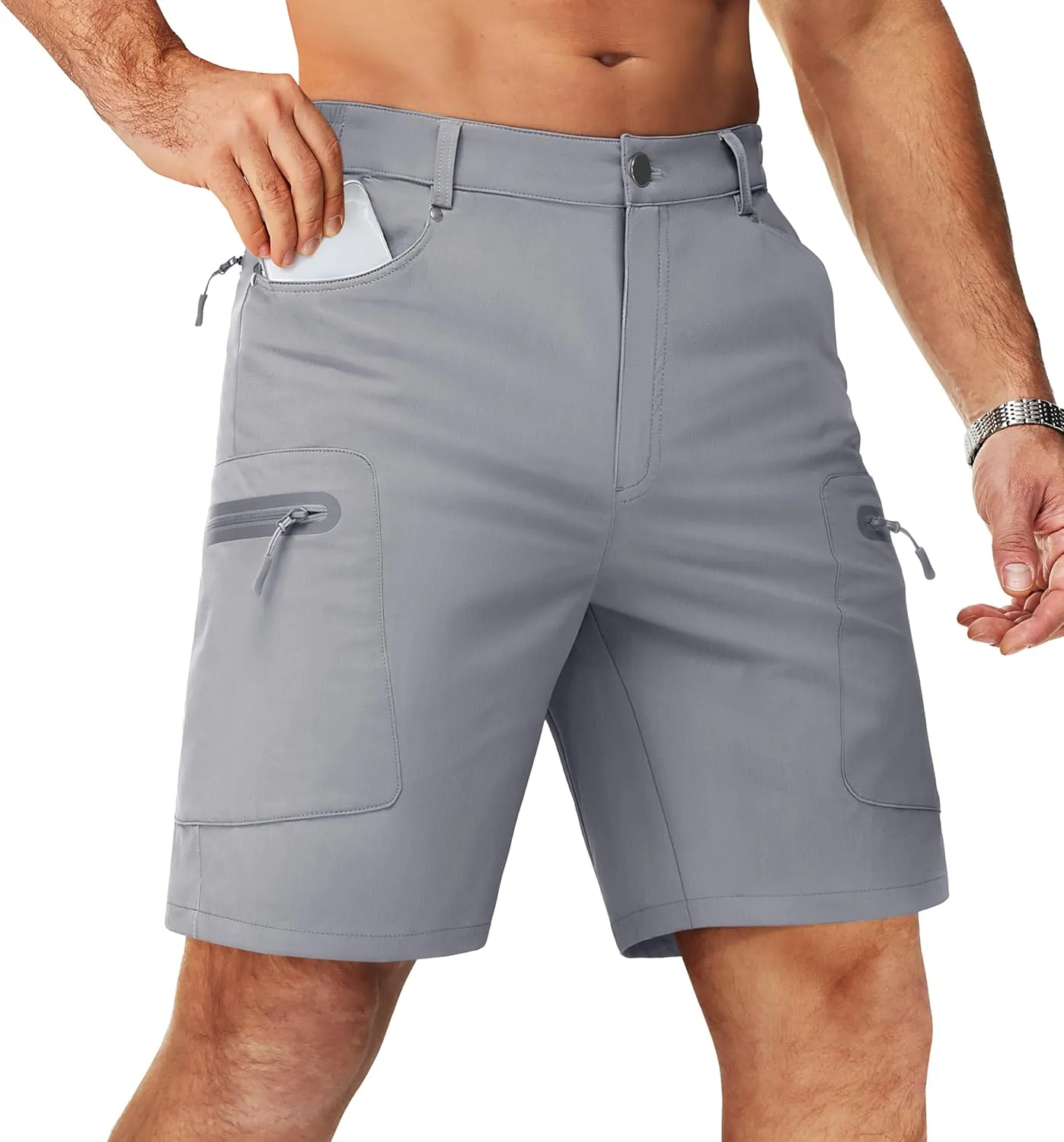 TACVASEN Men's Hiking Cargo Shorts 10" Quick Dry Lightweight Casual Summer Outdoor Golf Shorts with 5 Zipper Pockets