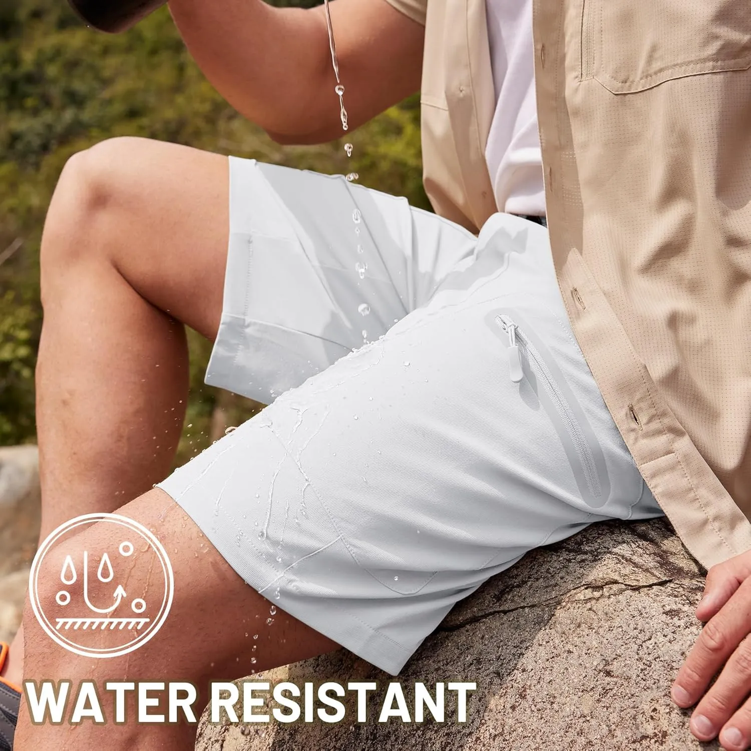 TACVASEN Men's Hiking Cargo Shorts 10" Quick Dry Lightweight Casual Summer Outdoor Golf Shorts with 5 Zipper Pockets