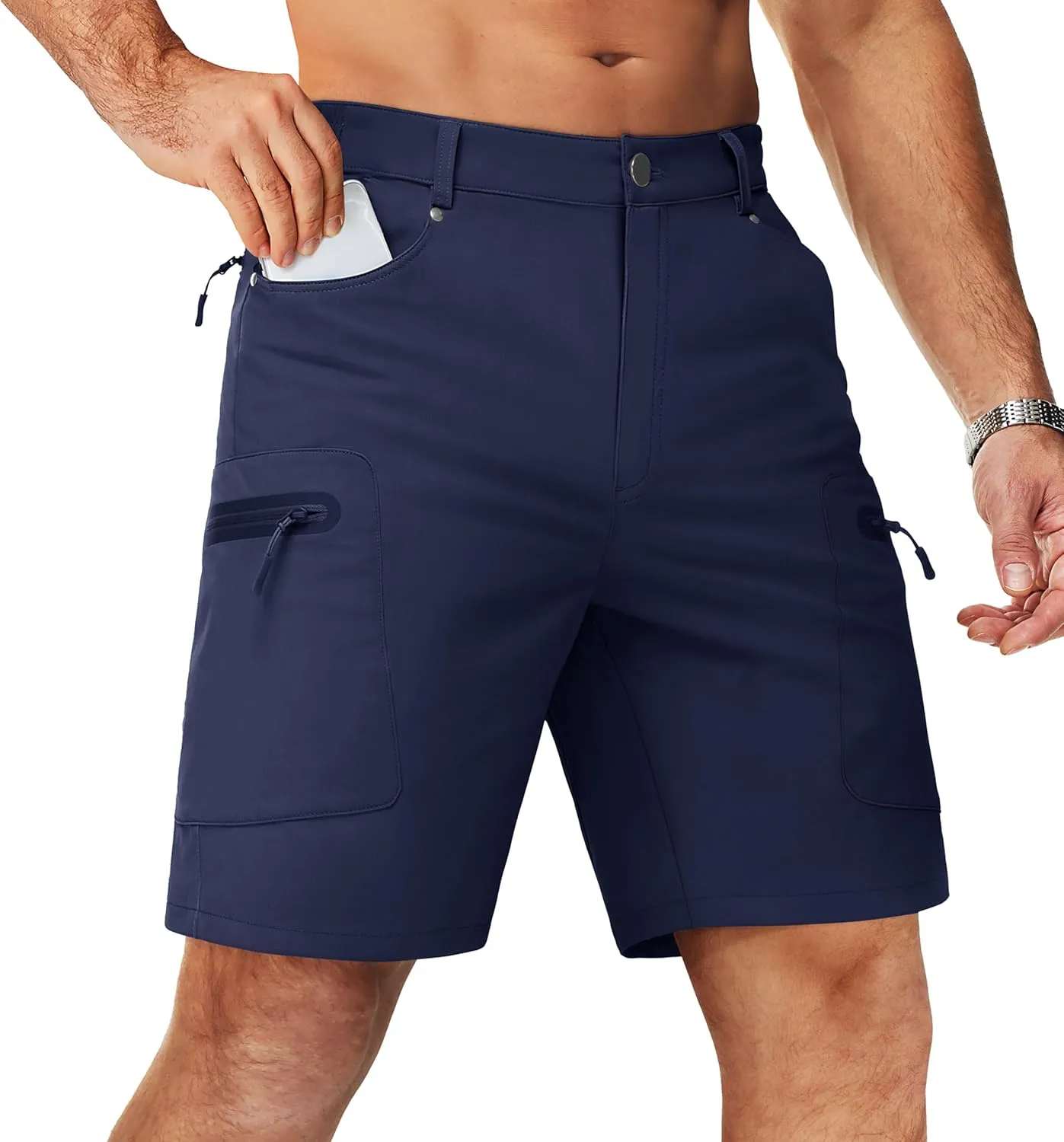 TACVASEN Men's Hiking Cargo Shorts 10" Quick Dry Lightweight Casual Summer Outdoor Golf Shorts with 5 Zipper Pockets