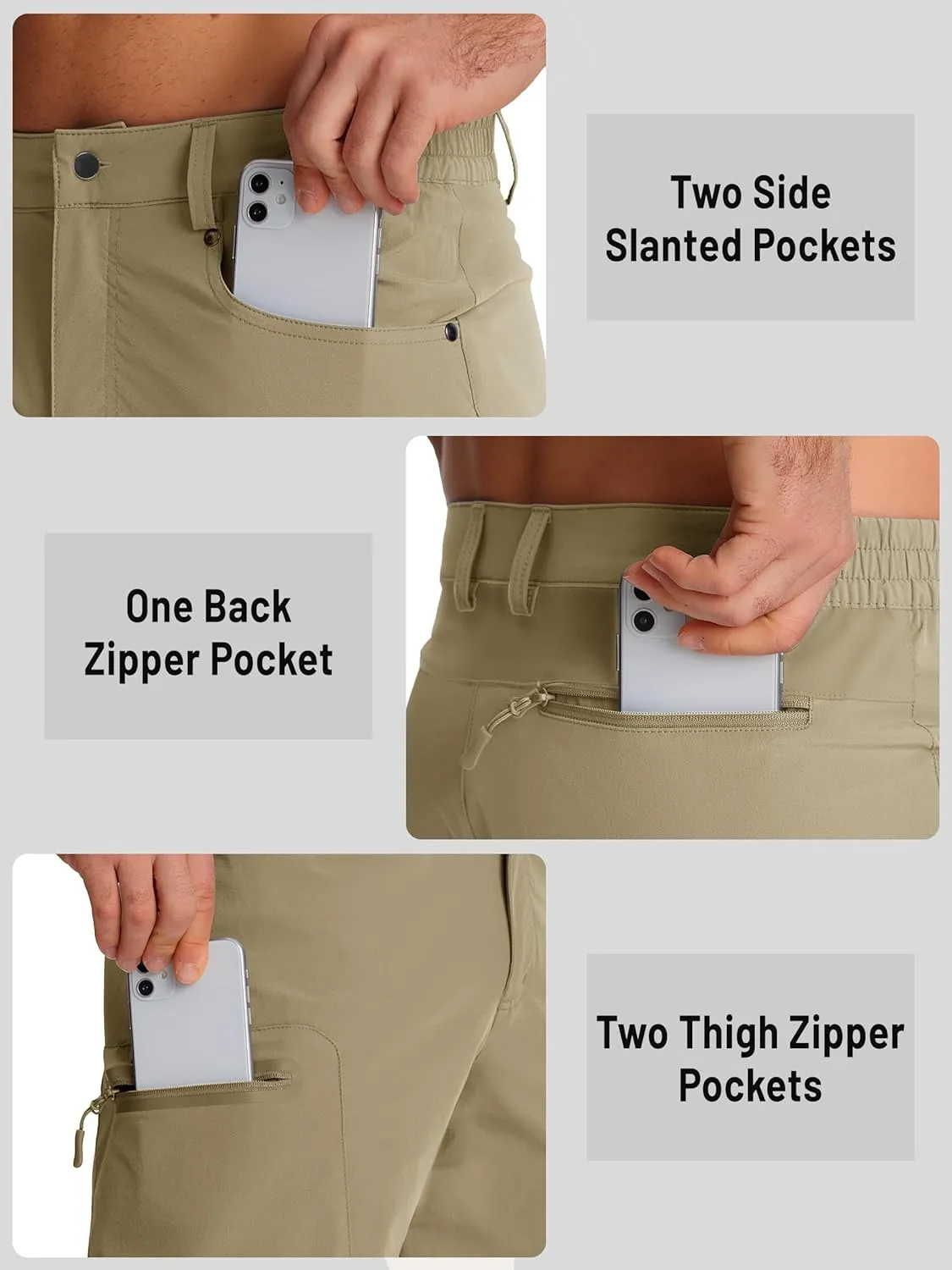 TACVASEN Men's Hiking Cargo Shorts 10" Quick Dry Lightweight Casual Summer Outdoor Golf Shorts with 5 Zipper Pockets