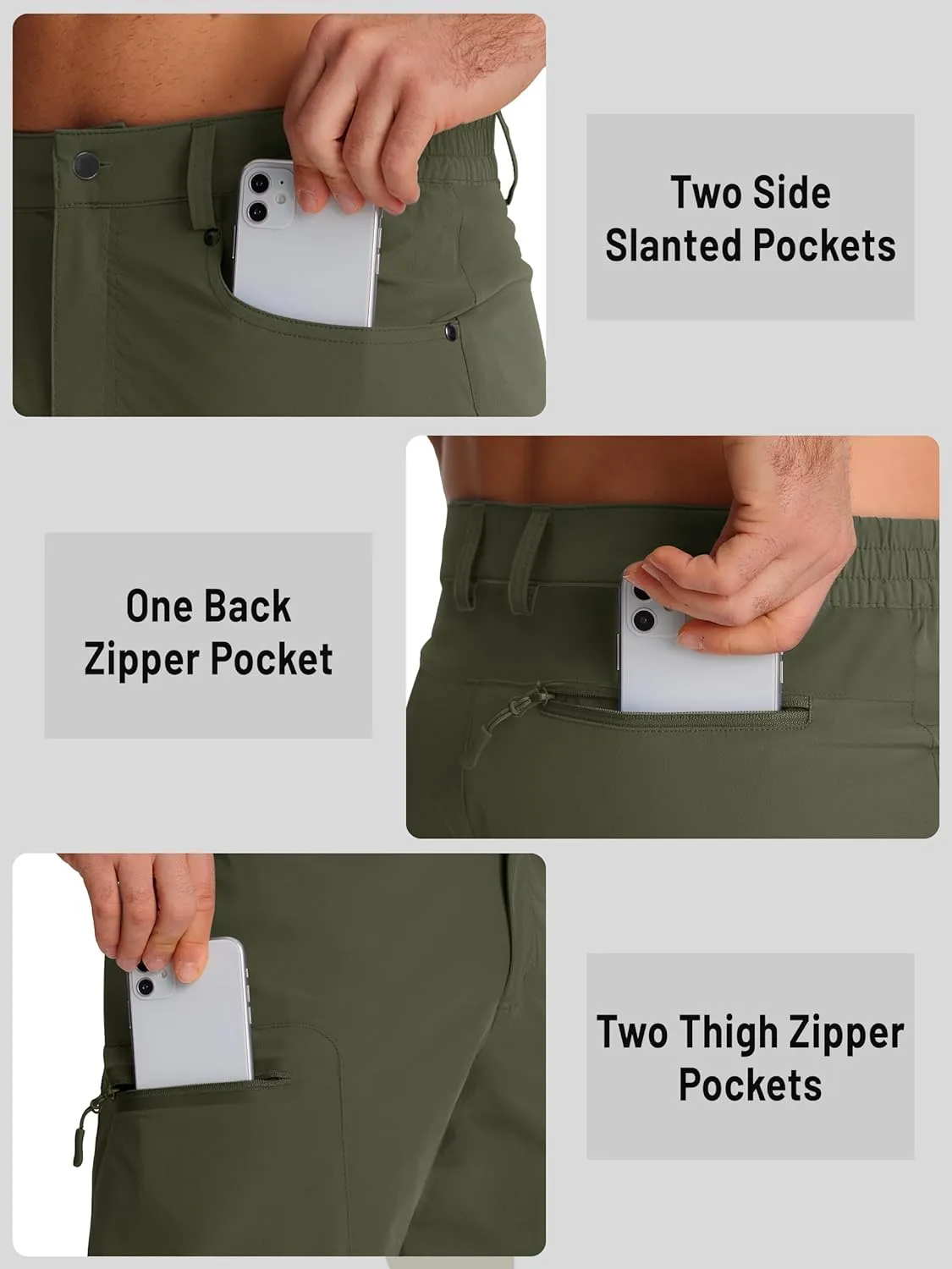 TACVASEN Men's Hiking Cargo Shorts 10" Quick Dry Lightweight Casual Summer Outdoor Golf Shorts with 5 Zipper Pockets