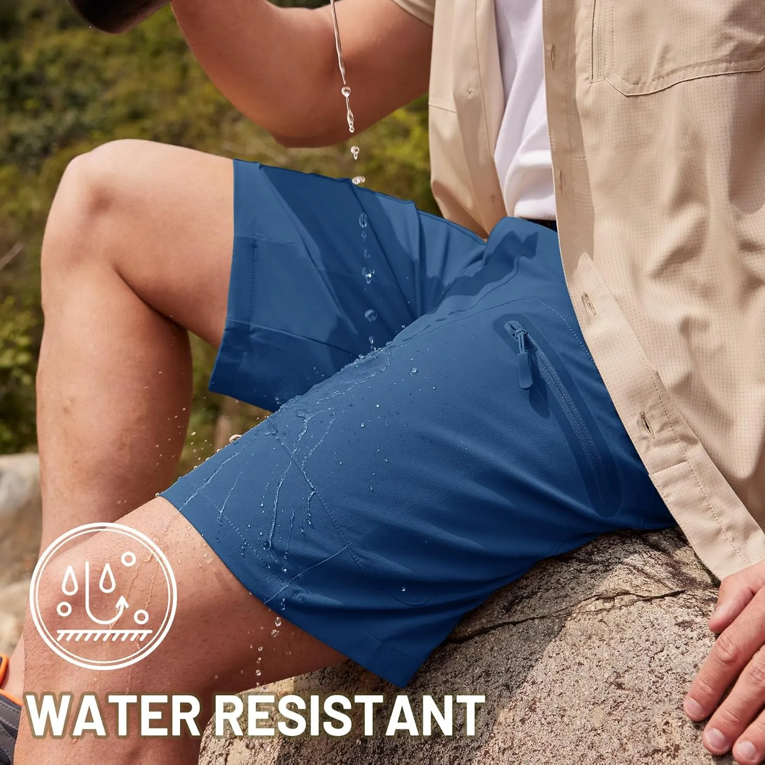 TACVASEN Men's Hiking Cargo Shorts 10" Quick Dry Lightweight Casual Summer Outdoor Golf Shorts with 5 Zipper Pockets