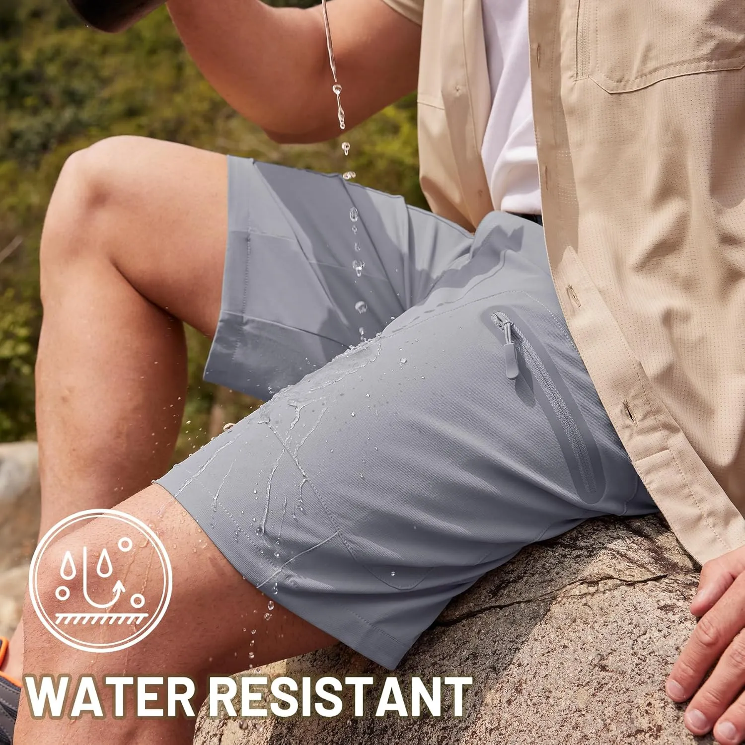 TACVASEN Men's Hiking Cargo Shorts 10" Quick Dry Lightweight Casual Summer Outdoor Golf Shorts with 5 Zipper Pockets