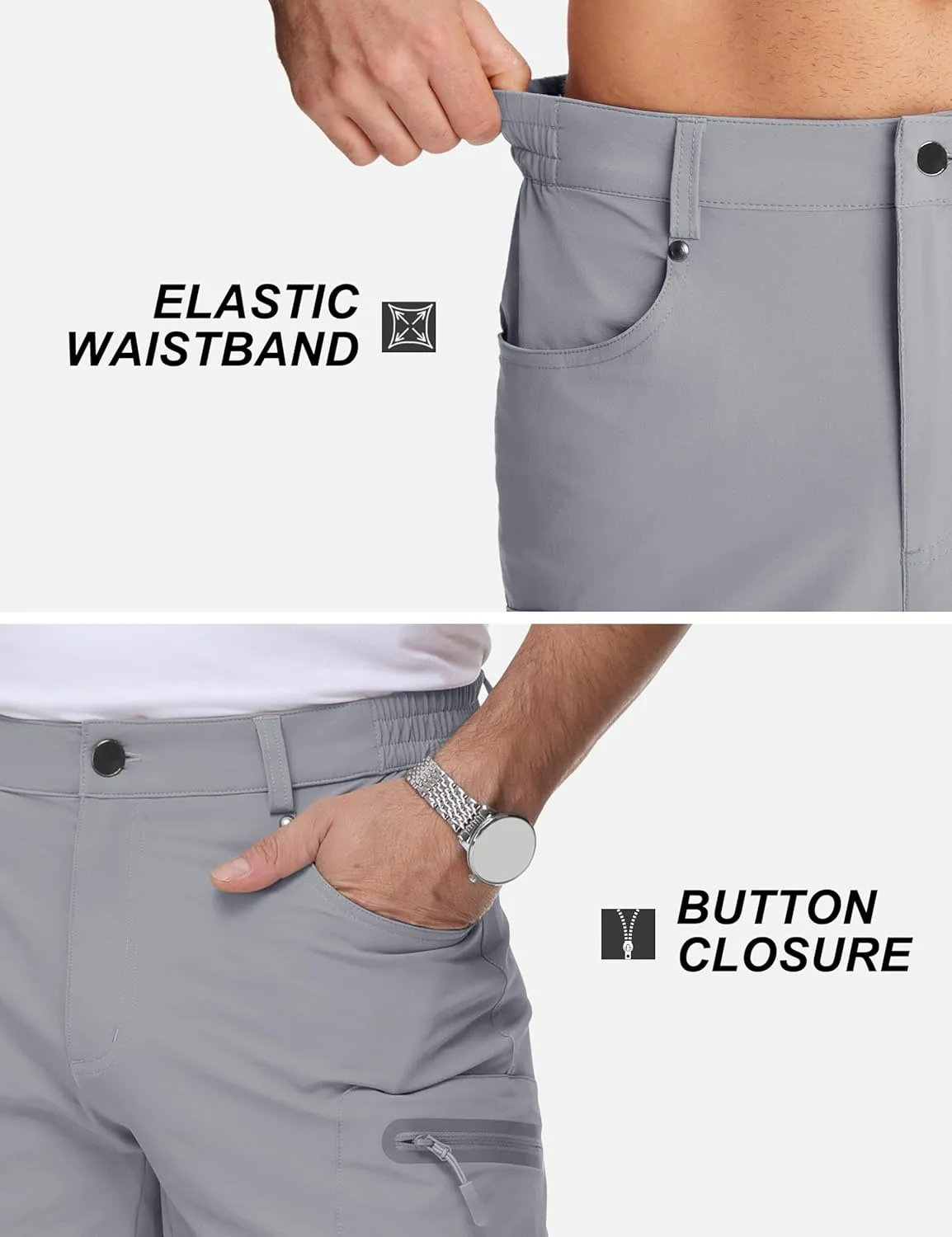 TACVASEN Men's Hiking Cargo Shorts 10" Quick Dry Lightweight Casual Summer Outdoor Golf Shorts with 5 Zipper Pockets