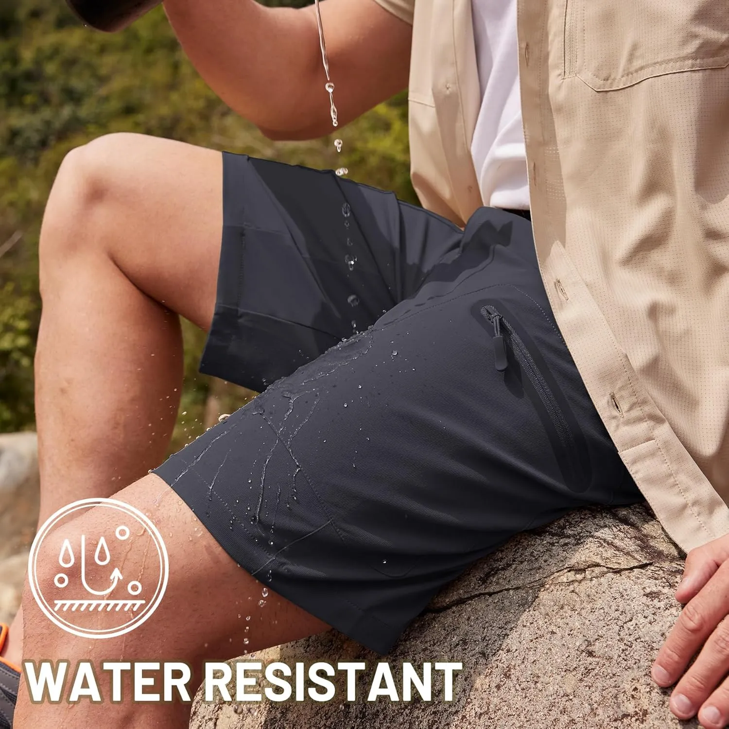 TACVASEN Men's Hiking Cargo Shorts 10" Quick Dry Lightweight Casual Summer Outdoor Golf Shorts with 5 Zipper Pockets