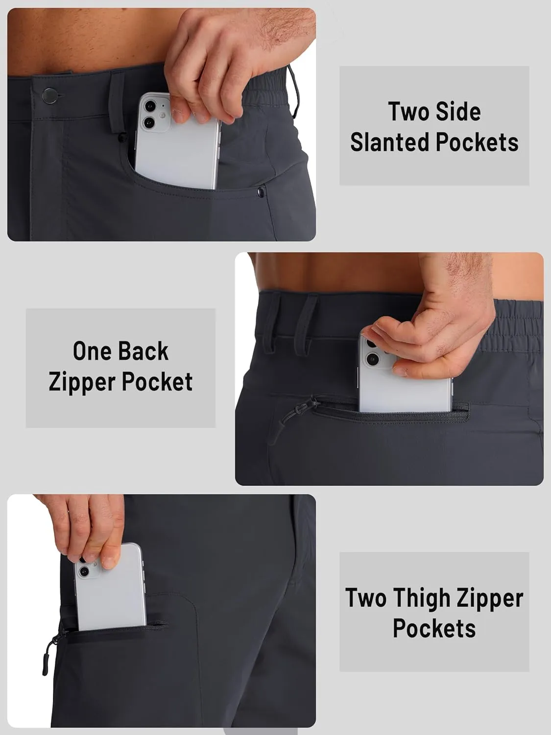 TACVASEN Men's Hiking Cargo Shorts 10" Quick Dry Lightweight Casual Summer Outdoor Golf Shorts with 5 Zipper Pockets