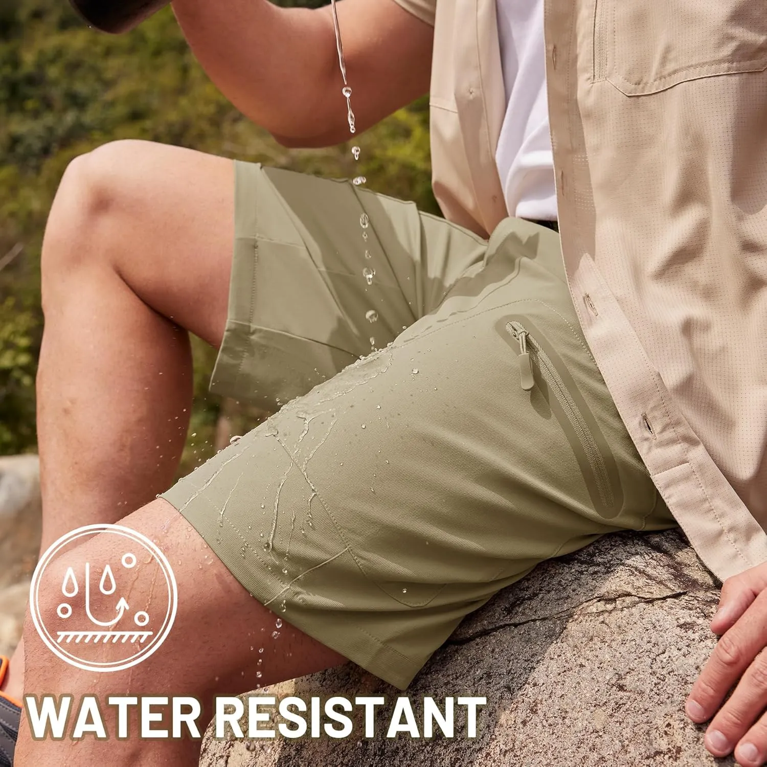 TACVASEN Men's Hiking Cargo Shorts 10" Quick Dry Lightweight Casual Summer Outdoor Golf Shorts with 5 Zipper Pockets
