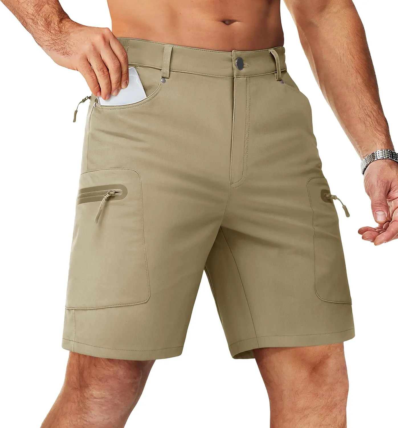 TACVASEN Men's Hiking Cargo Shorts 10" Quick Dry Lightweight Casual Summer Outdoor Golf Shorts with 5 Zipper Pockets