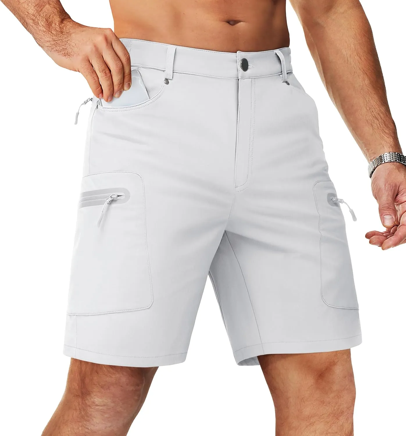TACVASEN Men's Hiking Cargo Shorts 10" Quick Dry Lightweight Casual Summer Outdoor Golf Shorts with 5 Zipper Pockets