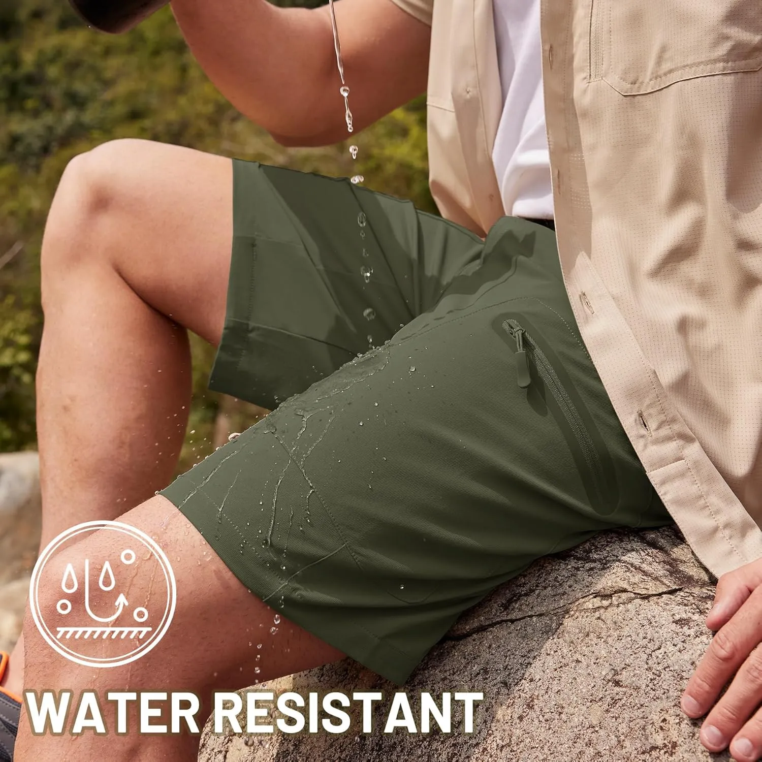 TACVASEN Men's Hiking Cargo Shorts 10" Quick Dry Lightweight Casual Summer Outdoor Golf Shorts with 5 Zipper Pockets