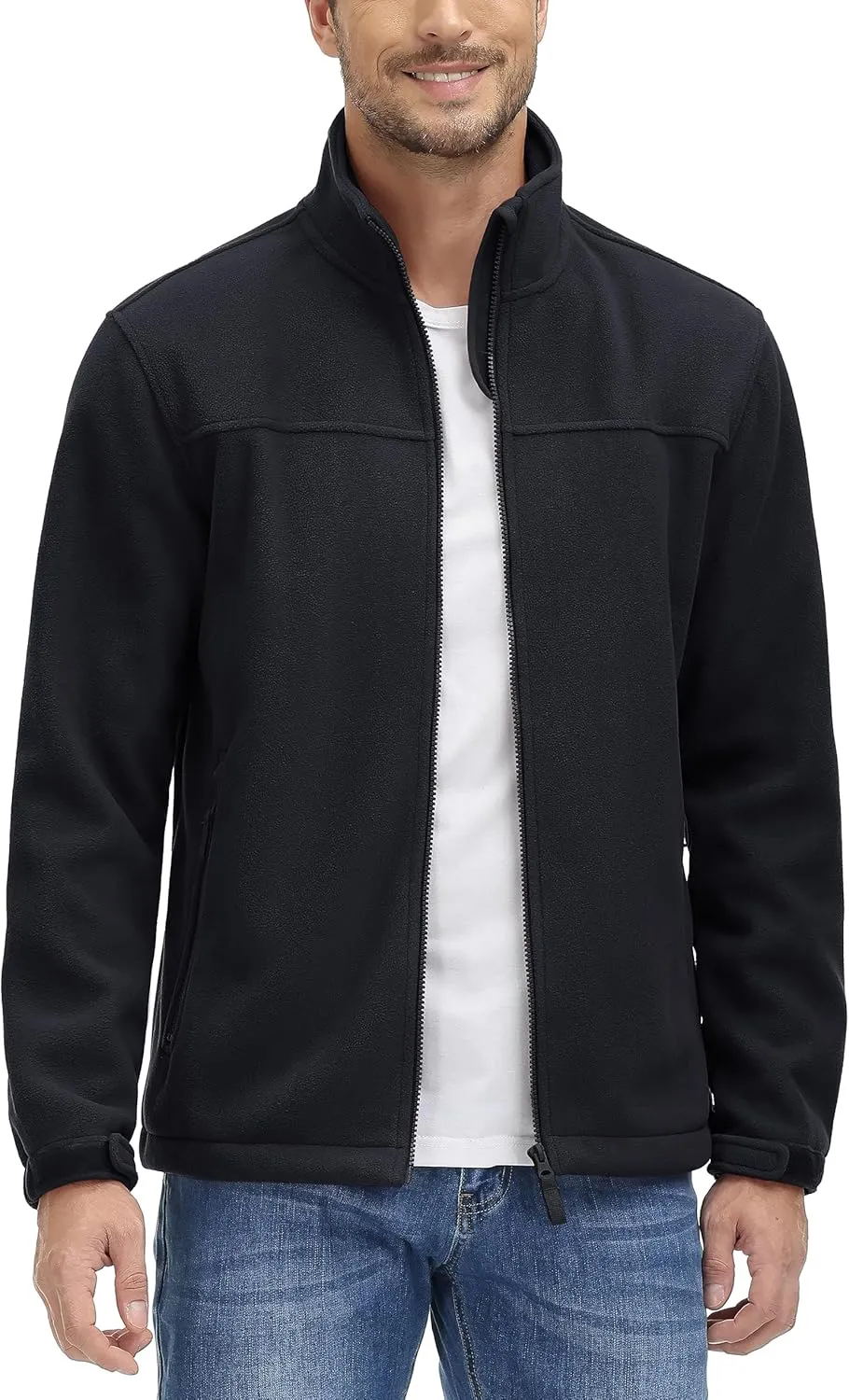 TACVASEN Men's Polar Fleece Jackets Lightweight Soft Winter Thermal Coats Outdoor Windproof Zip Up Jacket with Pockets