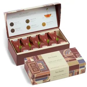 Tea Forte Frank Lloyd Wright Petite Presentation Box Mother's Day Tea Gift Set Sampler, 10 Count, 2 of Each Variety Individually Wrapped Handcrafted Pyramid Infuser Bags