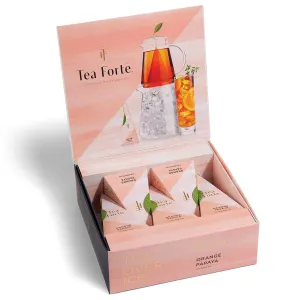 Tea Forte Tea Over Ice Orange Papaya Premium Organic Caffeinated Black Iced Tea Blend, 5 Count Individually Wrapped Handcrafted Pyramid Infuser Tea Bags, Each Steeps 24 oz.