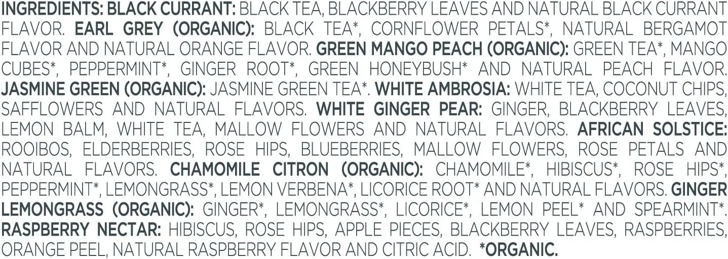 Tea Forte Tea Tasting Assortment Presentation Box Mother's Day Tea Gift Set Sampler, 20 Count 2 of Each Variety Individually Wrapped Handcrafted Pyramid Infuser Bags
