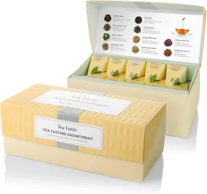 Tea Forte Tea Tasting Assortment Presentation Box Mother's Day Tea Gift Set Sampler, 20 Count 2 of Each Variety Individually Wrapped Handcrafted Pyramid Infuser Bags