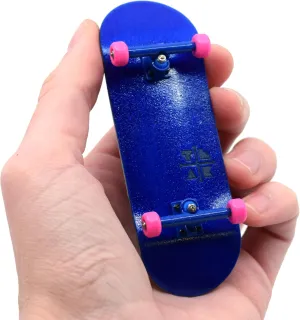 Teak Tuning 32mm Fingerboard Complete - Fully Assembled with Pro Level Components - Pro Shaped Wooden Deck (32x97mm), UltraSpin Bearing Wheels, Prodigy Gen2 Trucks - Blue & Pink