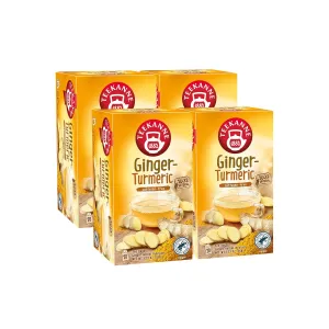 Teekanne Ginger Turmeric Tea Caffeine Free Naturally Flavored Turmeric & Spicy Ginger Herbal Tea with 20 Individually Wrapped Tea Bags Per Box Soothing Delicious Herbal Tea Pack of 4