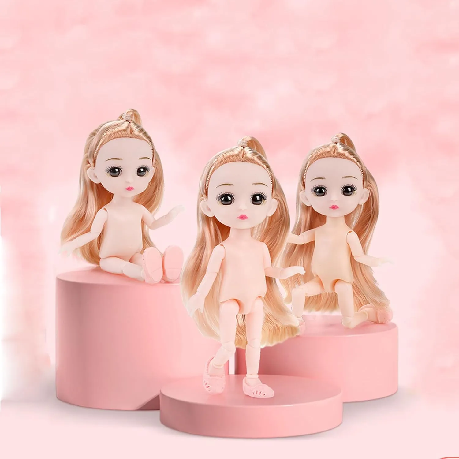 Thcbme 6 Pcs 6 Inch Princess Girl Mini Dolls, Three Sisters Small Princess Dolls, Little Girl Miniature Dolls for 3  Year Old Girls