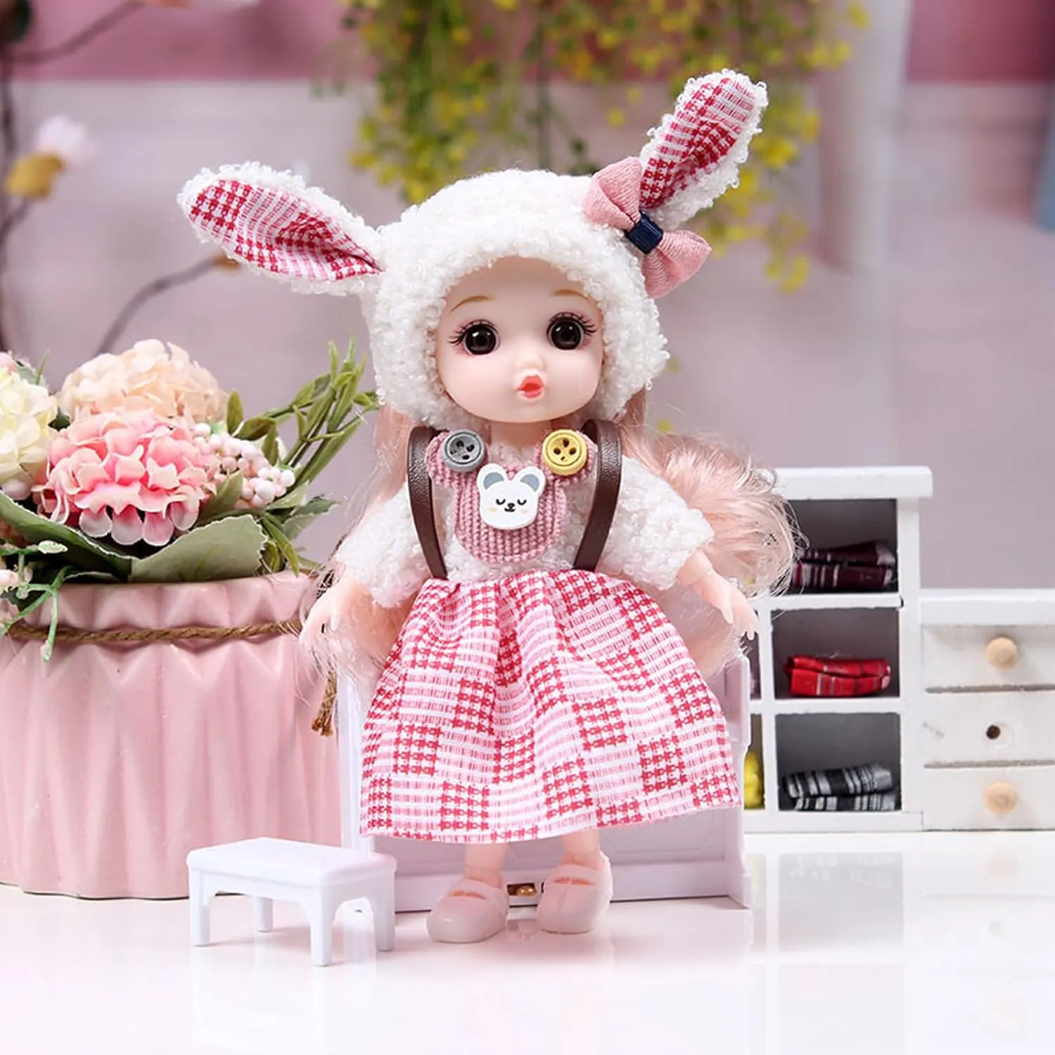 Thcbme 6 Pcs 6 Inch Princess Girl Mini Dolls, Three Sisters Small Princess Dolls, Little Girl Miniature Dolls for 3  Year Old Girls