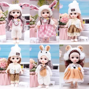 Thcbme 6 Pcs 6 Inch Princess Girl Mini Dolls, Three Sisters Small Princess Dolls, Little Girl Miniature Dolls for 3  Year Old Girls