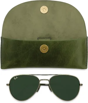The Antiq Leather Sunglasses Case Genuine Eyeglass Holder Reading Glasses Protector Vintage Eyewear Storage for Men and Women
