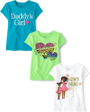 The Children's Place Girls' Assorted Everyday Short Sleeve Graphic T-Shirts,multipacks