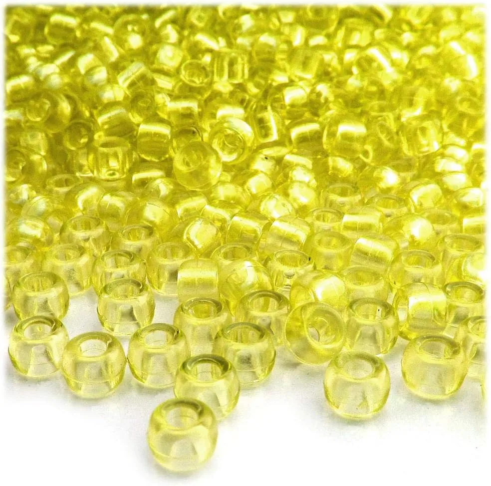 The Crafts Outlet 1,000pc Plastic Round Transparent Pony Beads 6x9mm Emerald Green Beads