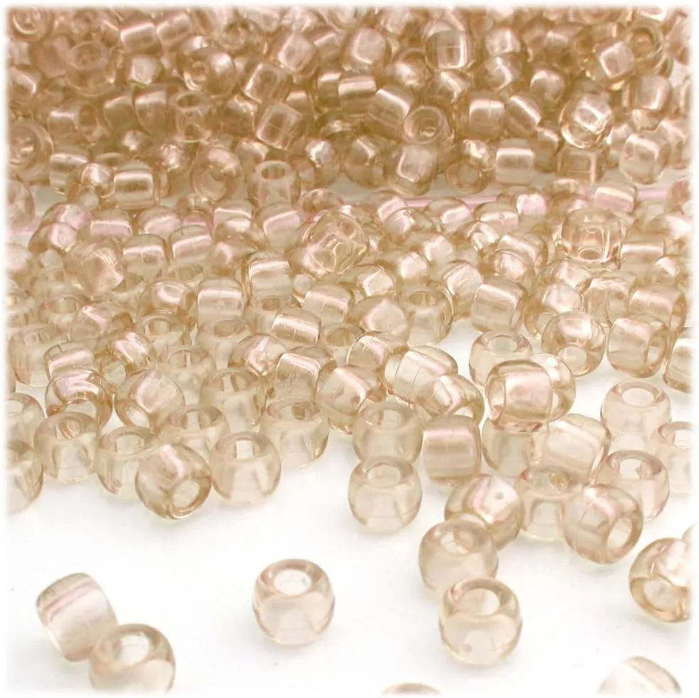 The Crafts Outlet 1,000pc Plastic Round Transparent Pony Beads 6x9mm Emerald Green Beads