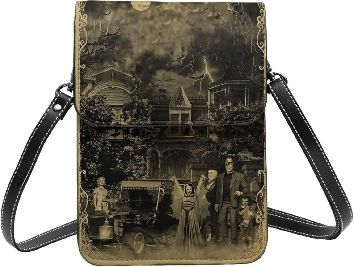 The Mun-sters Family Small Crossbody Cell Phone Bag Women's Portable Shoulder Bag Handbag Purse,With Removable Shoulder Strap