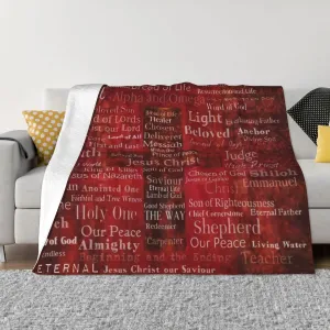 The Names of Jesus Christ from The Bible Art 50"X40" Flannel Blanket - 100% Soft Polyester, Lightweight and Warm, Suitable for Families, Camping, Travel