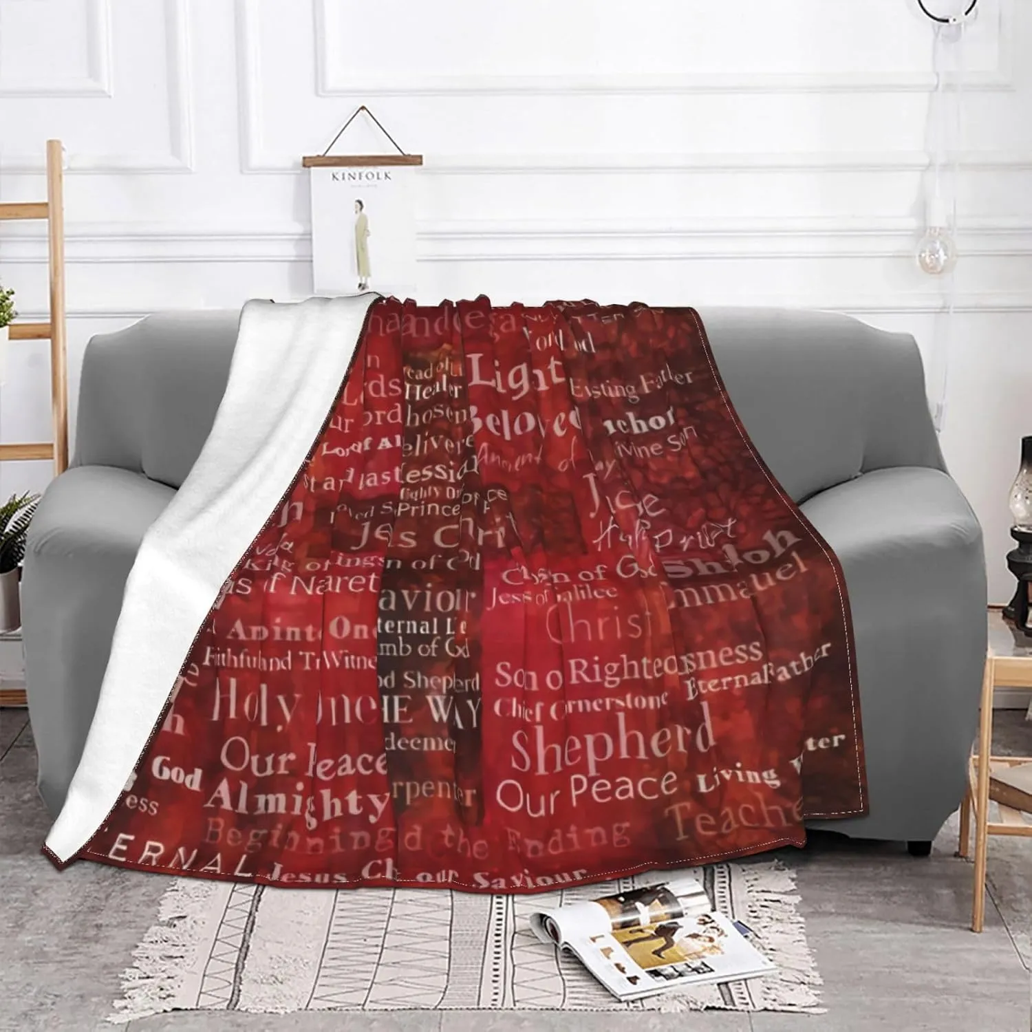 The Names of Jesus Christ from The Bible Art 50"X40" Flannel Blanket - 100% Soft Polyester, Lightweight and Warm, Suitable for Families, Camping, Travel