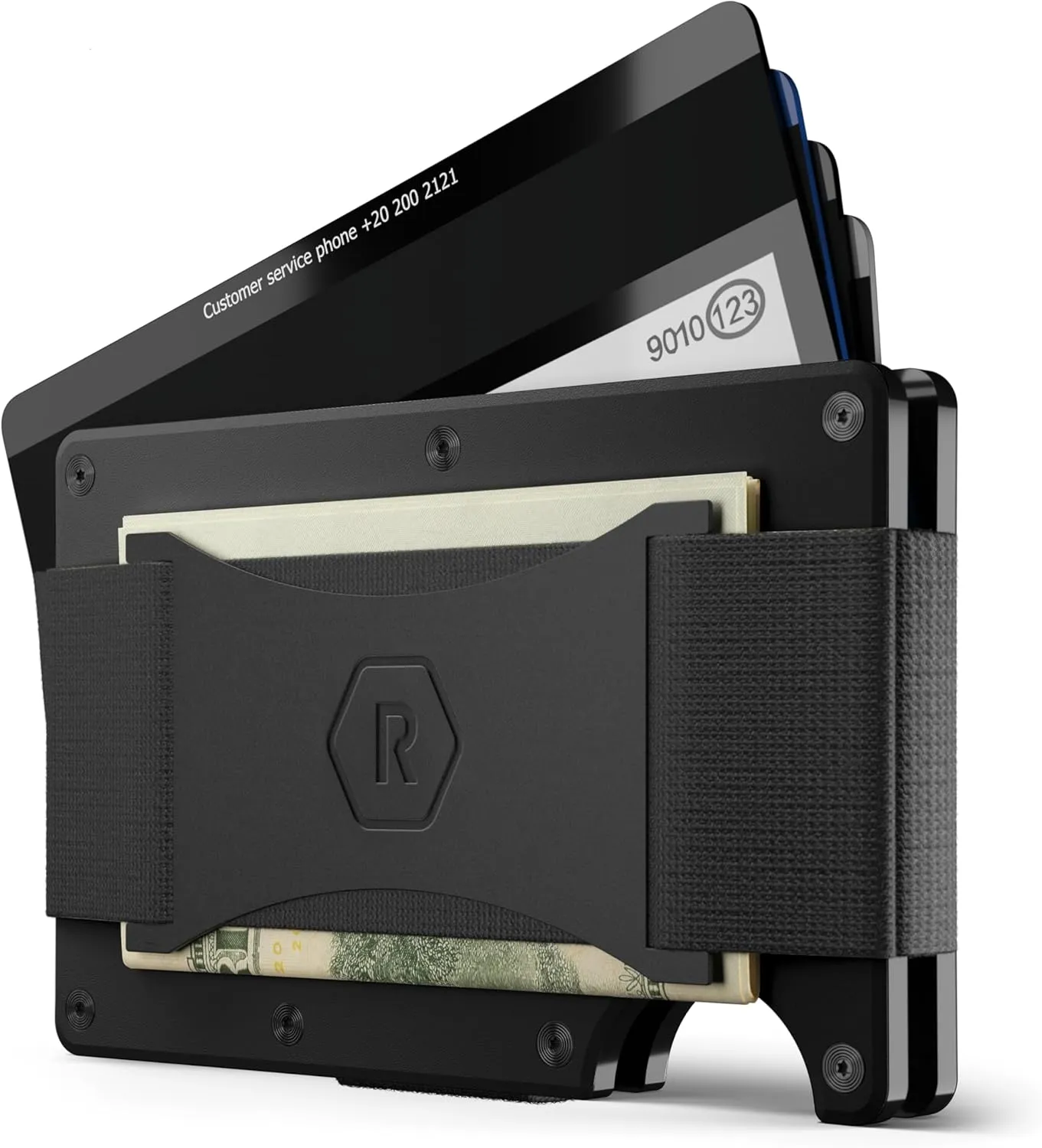 The Ridge NFL Edition, Mens Minimalist Aluminum Metal Wallet - Rfid Blocking, Elastic, Slim Front Pocket Credit Card Holder with Both Cash Strap and an additional Money Clip