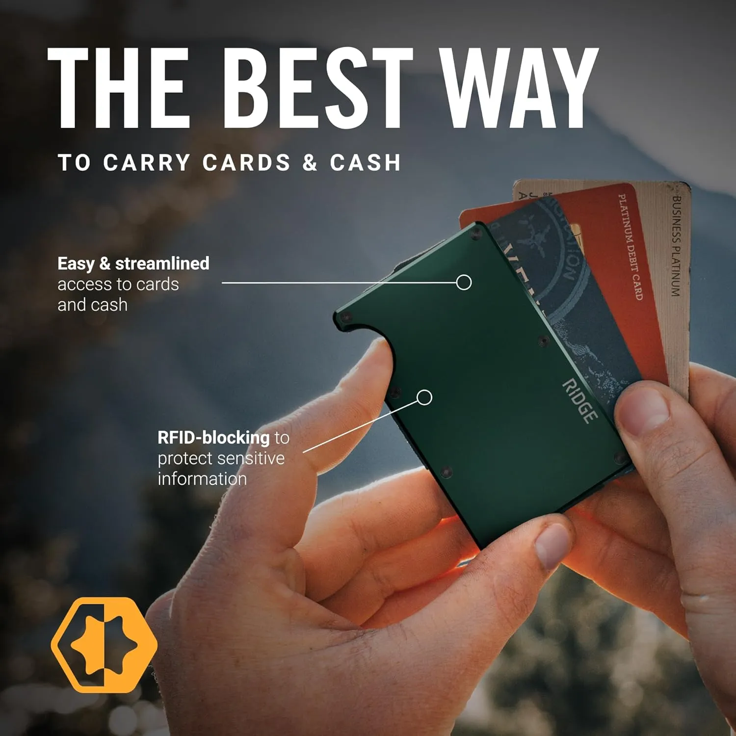 The Ridge Wallets for Men - Slim Minimalist Wallet For Men, Front Pocket, RFID - Card Holder Wallet - Forest Green
