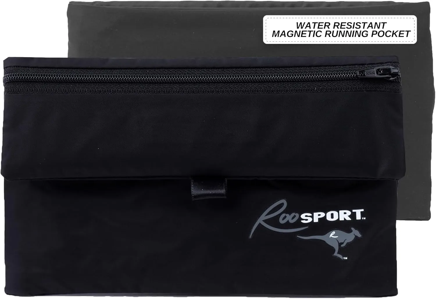 The RooSport Magnetic Running Pouch - Magnetic Pocket to Hold Cell Phone, Wallet, Earphones - Securely Carry Essentials While Running - Magnetic Closure for Convenience