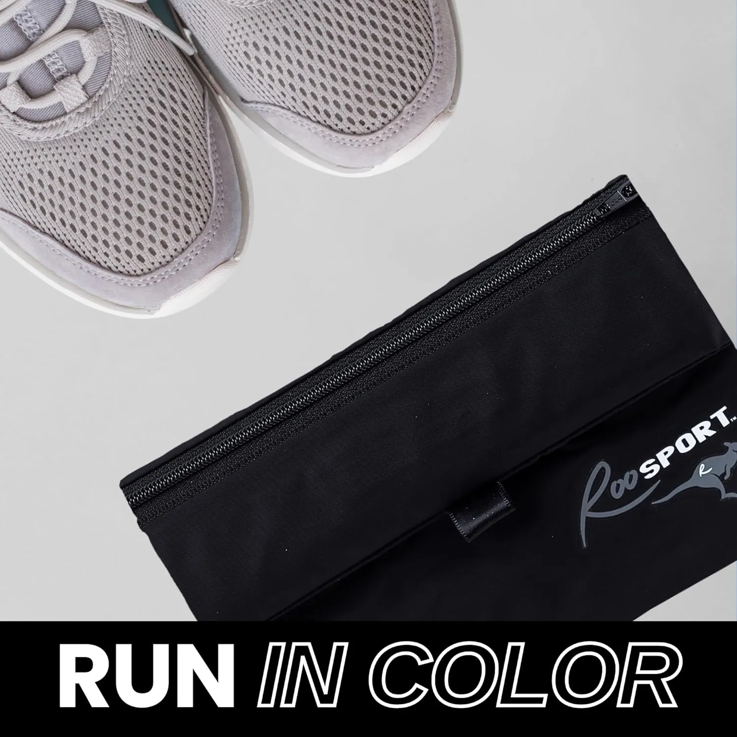 The RooSport Magnetic Running Pouch - Magnetic Pocket to Hold Cell Phone, Wallet, Earphones - Securely Carry Essentials While Running - Magnetic Closure for Convenience