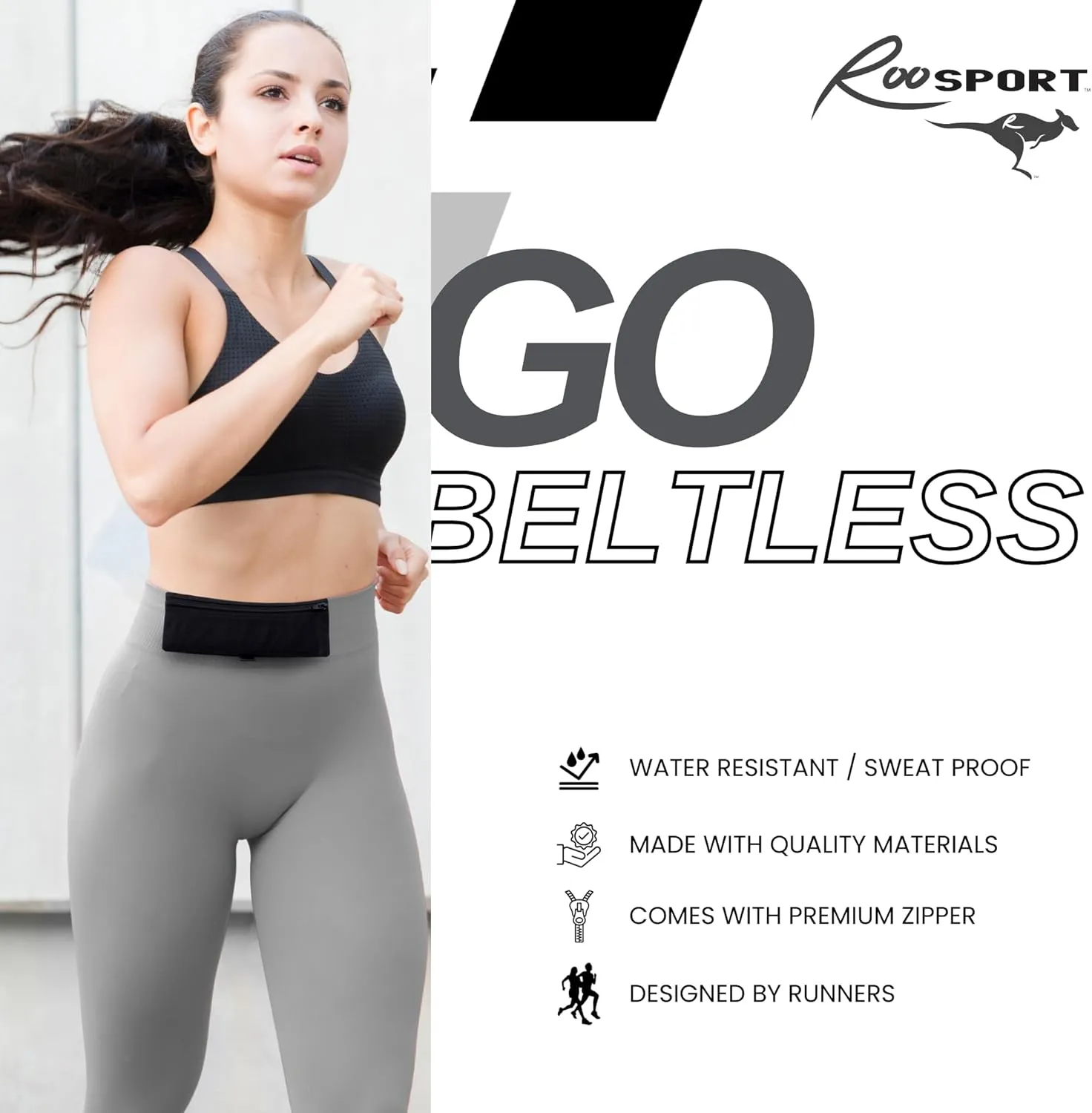 The RooSport Magnetic Running Pouch - Magnetic Pocket to Hold Cell Phone, Wallet, Earphones - Securely Carry Essentials While Running - Magnetic Closure for Convenience