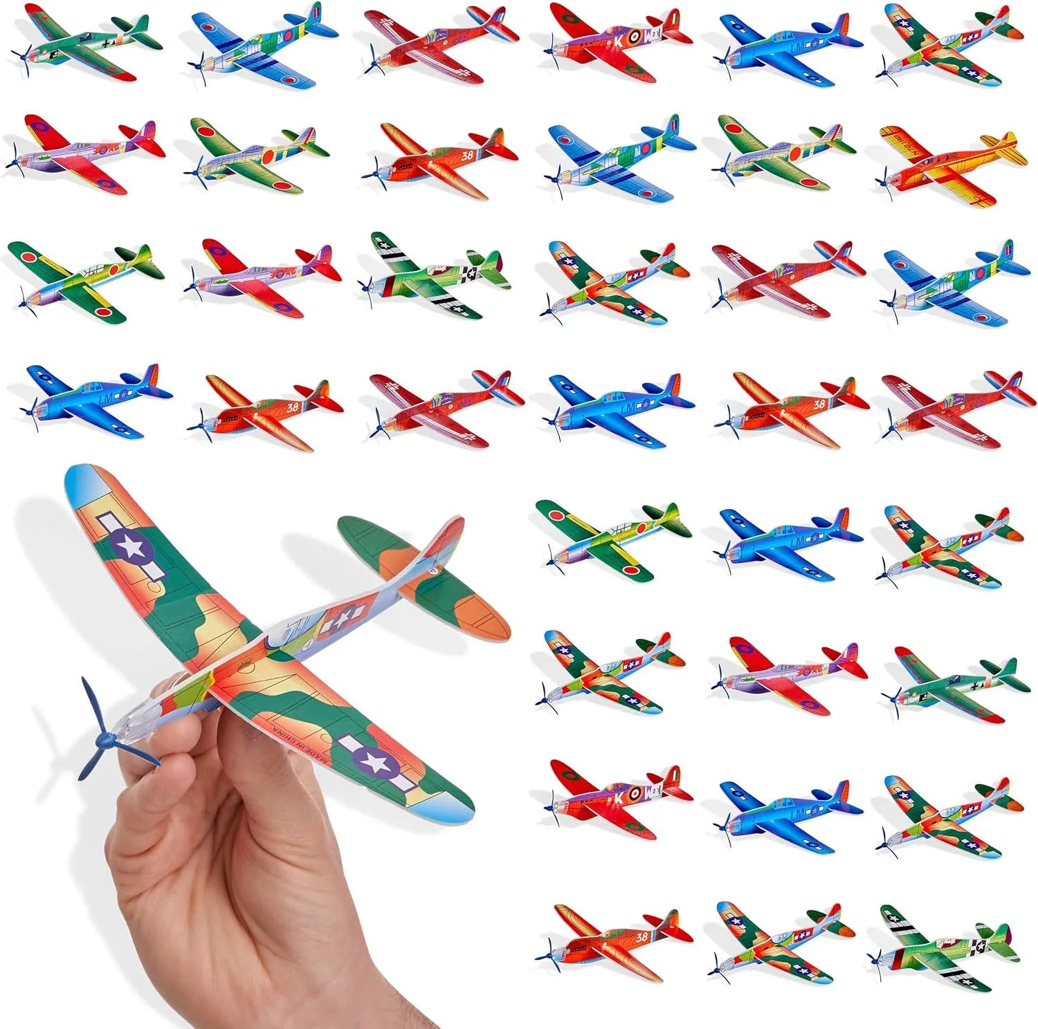 THE TWIDDLERS 48 Flying Gliders Airplane Toys (8") for Kids, Boys & Girls - Goodie Bags Birthday Party Favors - Easy to Assemble