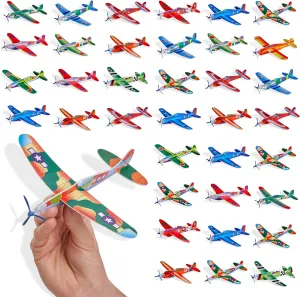 THE TWIDDLERS 48 Flying Gliders Airplane Toys (8") for Kids, Boys & Girls - Goodie Bags Birthday Party Favors - Easy to Assemble