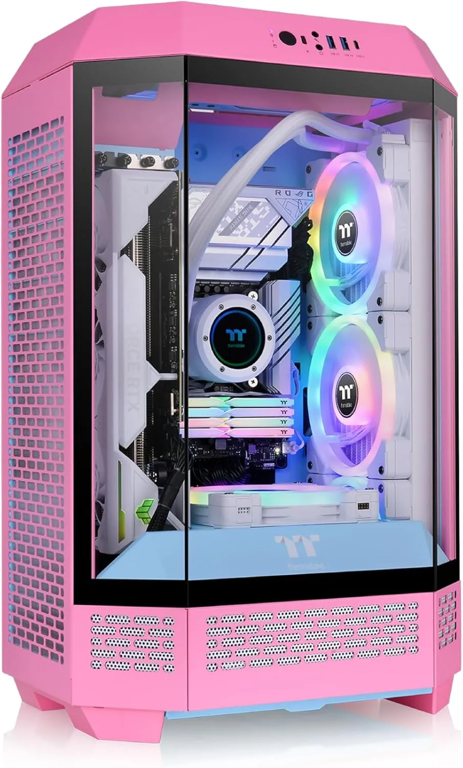 Thermaltake Tower 300 Bubble Pink Micro-ATX Case; 2x140mm CT Fan Included; Support Up to 420mm Radiator; Optional Chassis Stand Kit Allows Horizontal Display; CA-1Y4-00SAWN-00; 3 Year Warranty