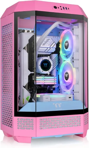 Thermaltake Tower 300 Bubble Pink Micro-ATX Case; 2x140mm CT Fan Included; Support Up to 420mm Radiator; Optional Chassis Stand Kit Allows Horizontal Display; CA-1Y4-00SAWN-00; 3 Year Warranty