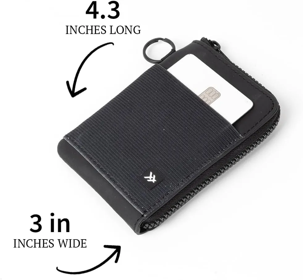 Thread Wallets RFID Blocking Leather Zip Wallet with Card Holder for Men and Women (Black)