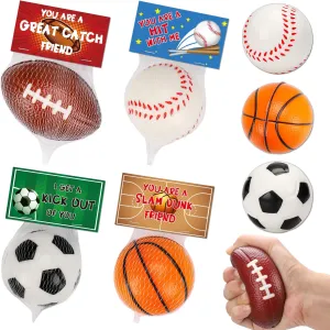 Thremhoo 16 PCS Stress Balls Party Favor for Kids 4-8 Pinata Stuffers Goodie Bag Filler Gifts Sport Foam Bouncy Balls Basketball Football Toddler 8-12 Treasure Box Bulk Toys Classroom Prizes