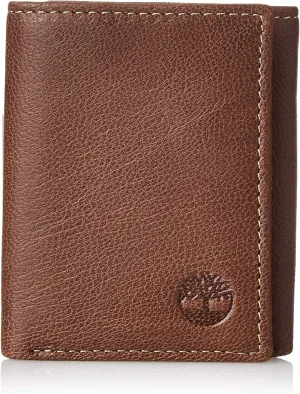 Timberland Men's Leather RFID Blocking Trifold Wallet, Brown, One Size